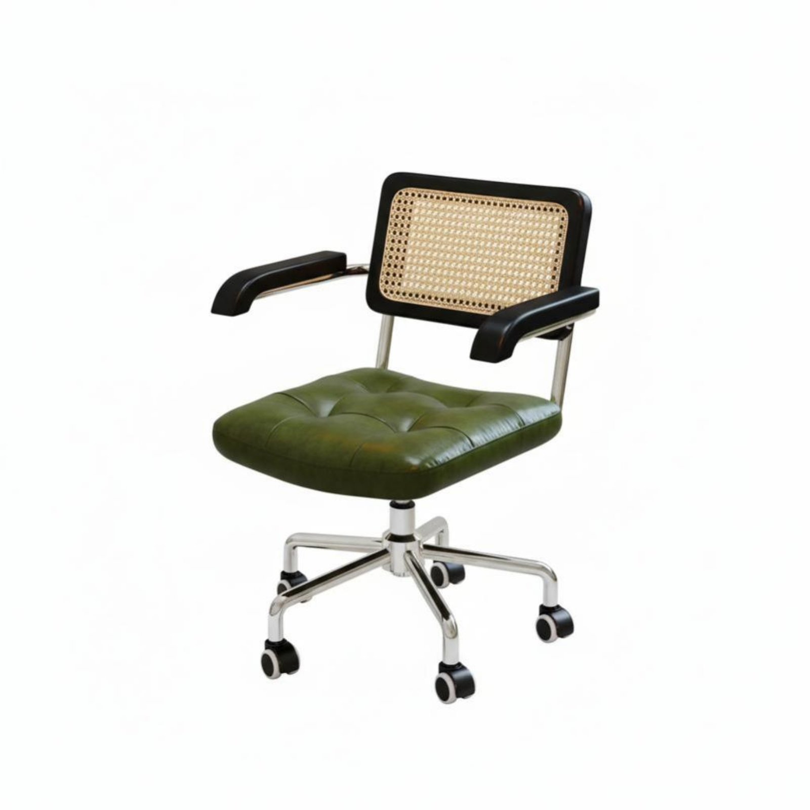 Woven Workplace Chair Vintage Look Rotate Seat Height