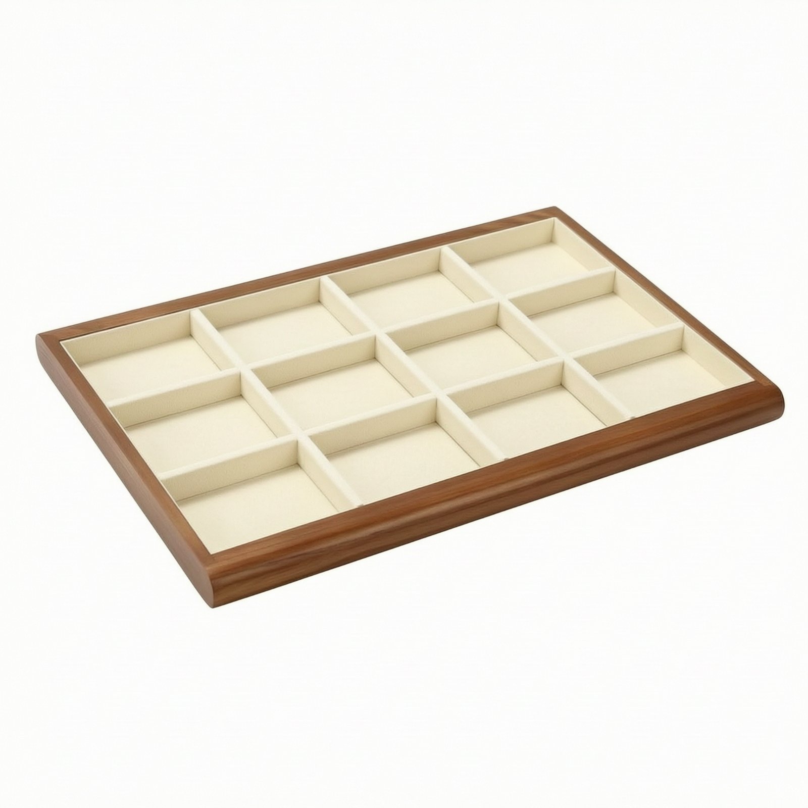 Wood Jewelry Display Tray – Beige, 12 Slot