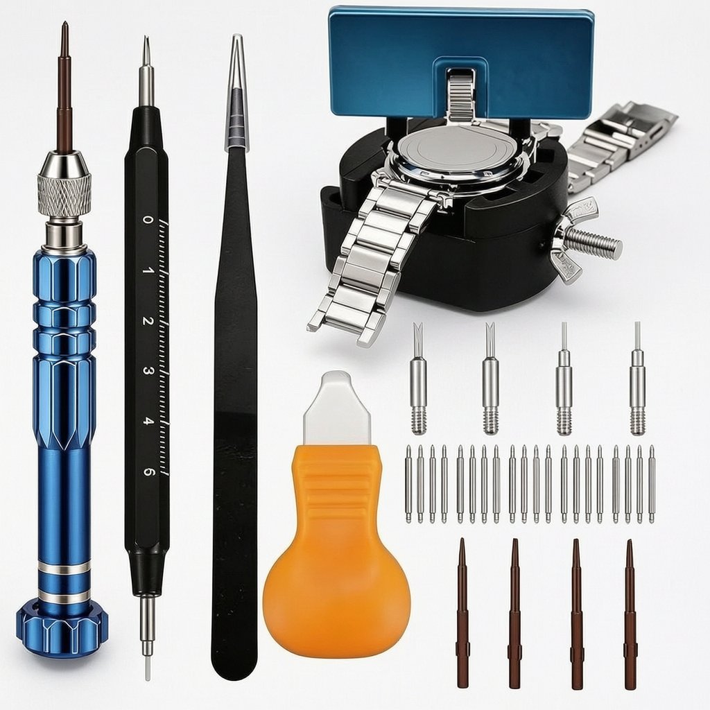 34-Piece Watch Battery Repair Tool Kit