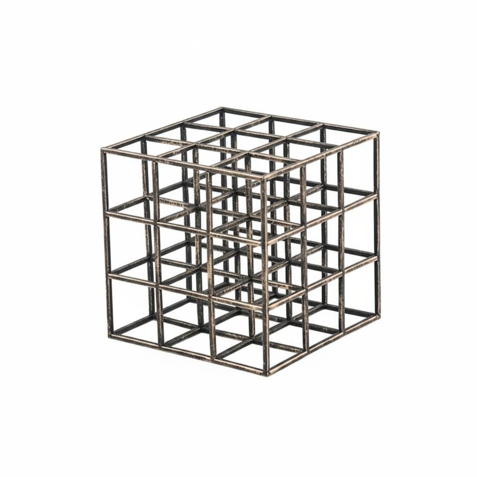 Wire Cube Sculpture Iron