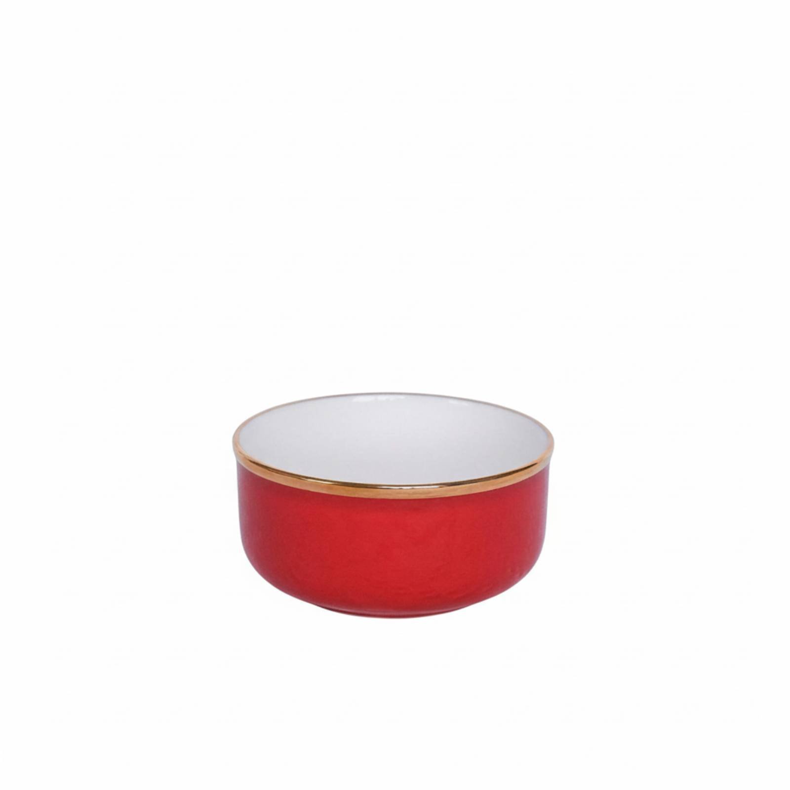 Bone China Bowl with Red Gold Rim