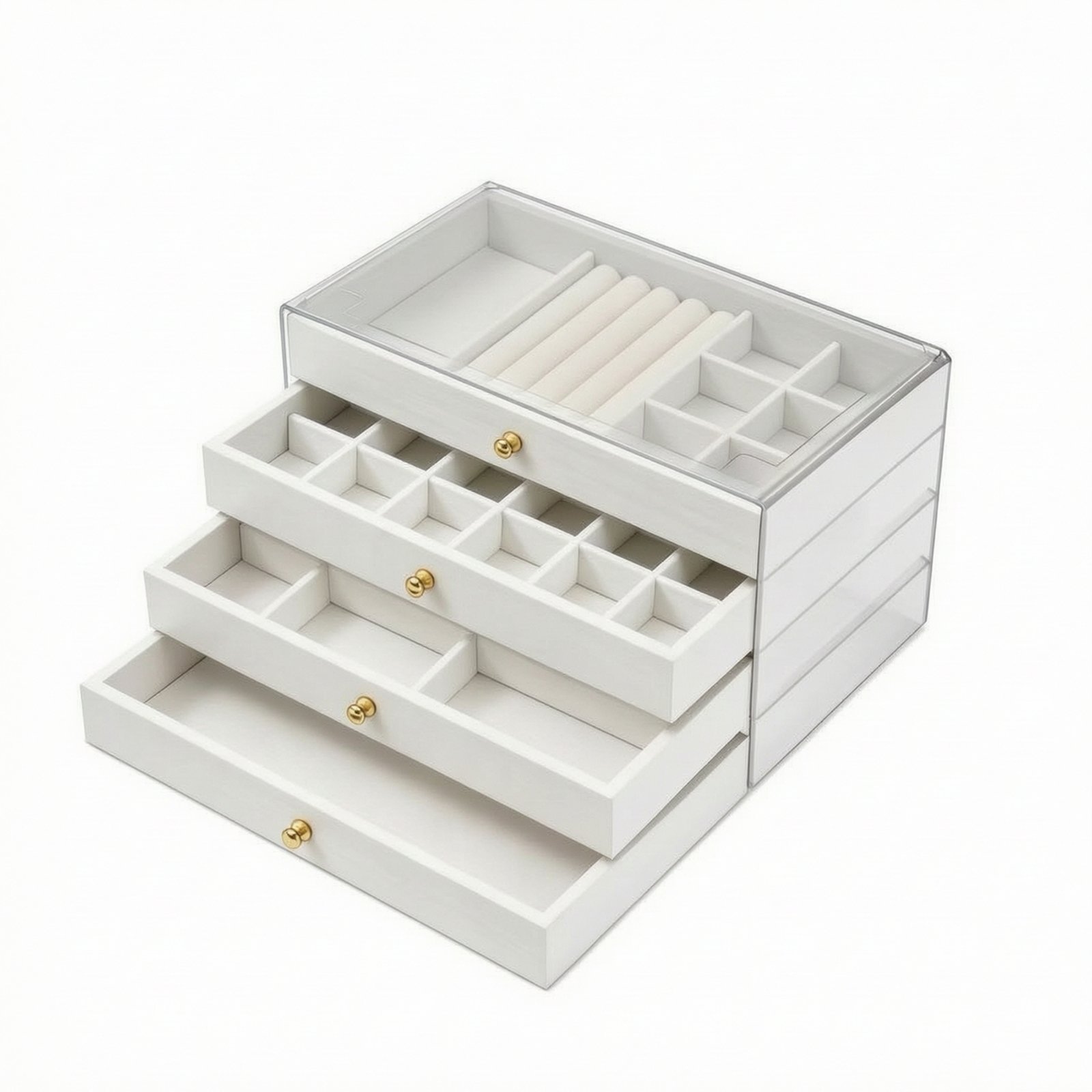 Jewelry Organizer with Drawers – 4 Tier, White