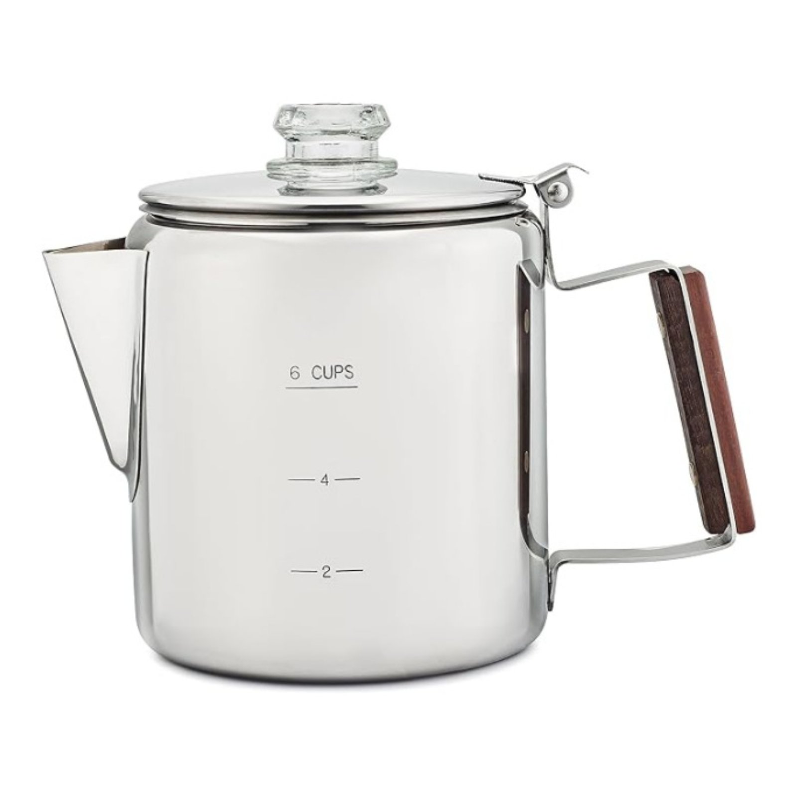 Stainless Steel Coffee Pot with Wood-Look Handle