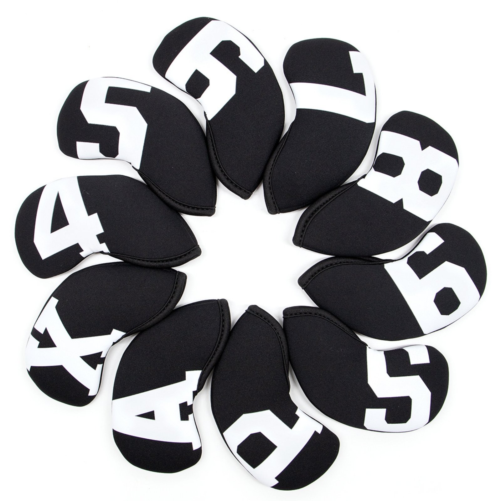 10-Piece Golf Iron Head Covers – Black pcs