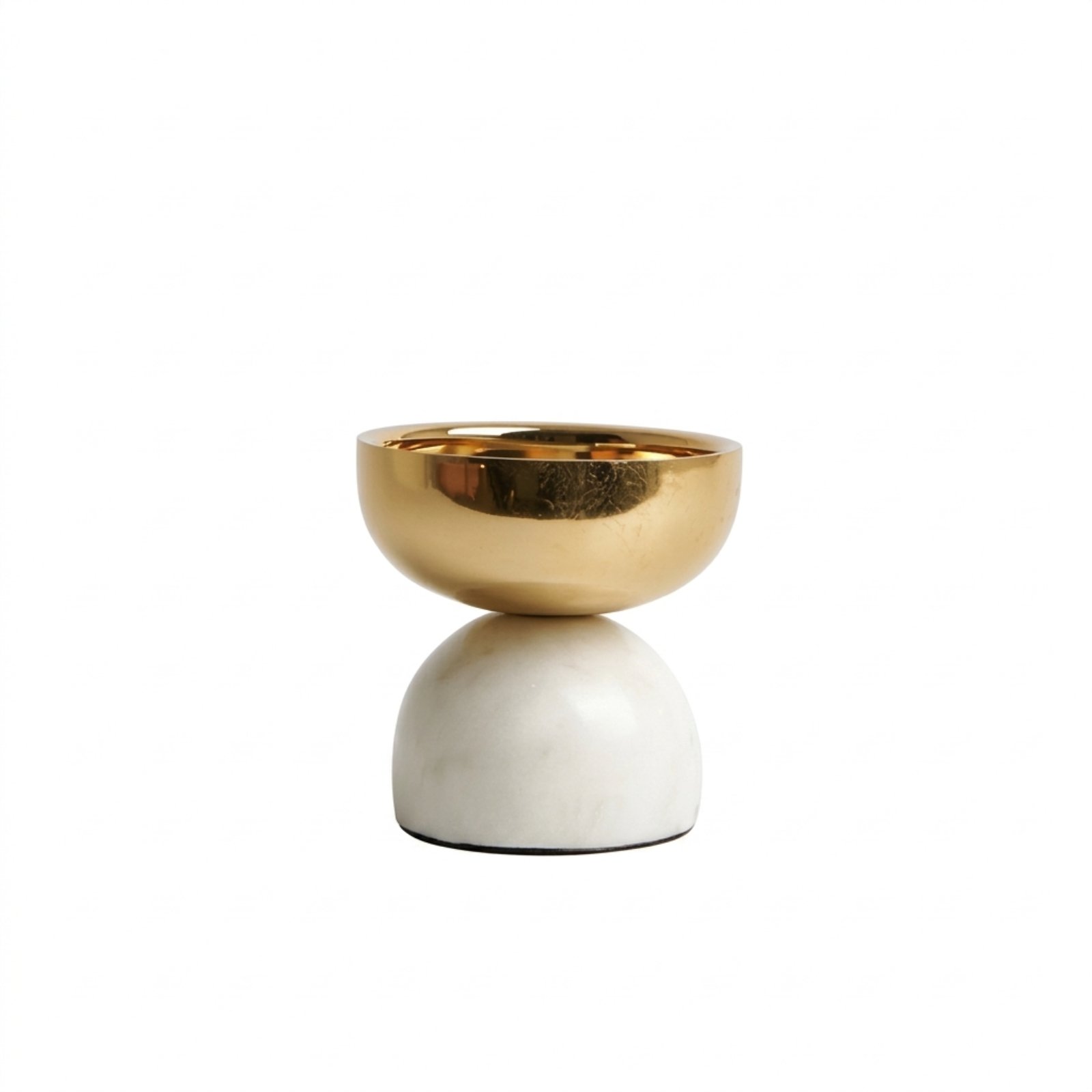 Marble Candle Holder – White-gold, 9.5x9.5x9cm