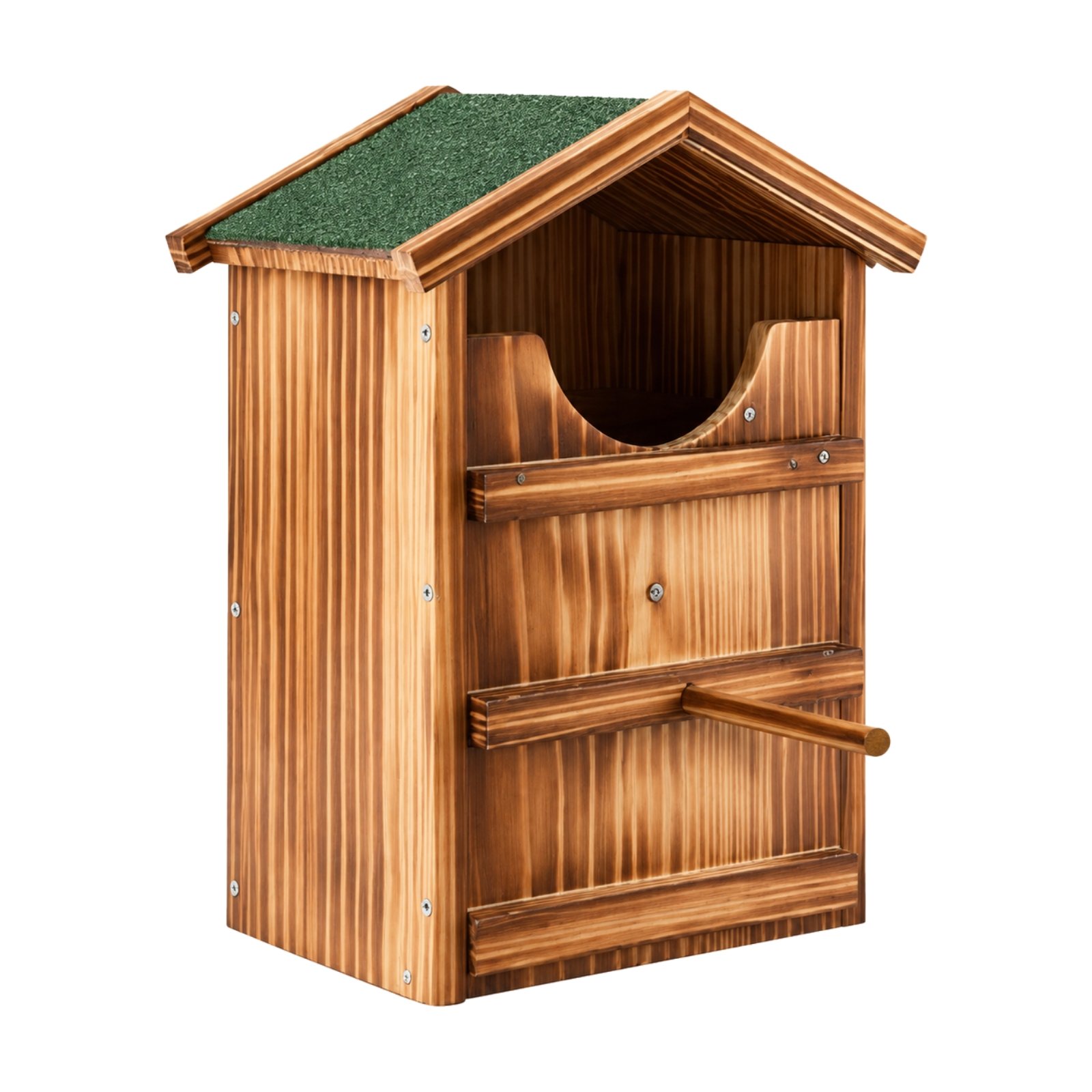 Wood Bird House with Perch