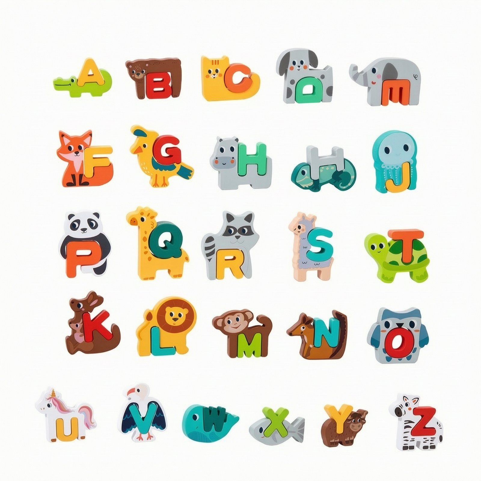 36-Piece Colorful Animal Letter Blocks