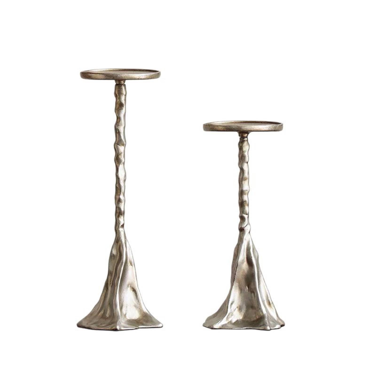 2-Piece Metal Look Candle Holders