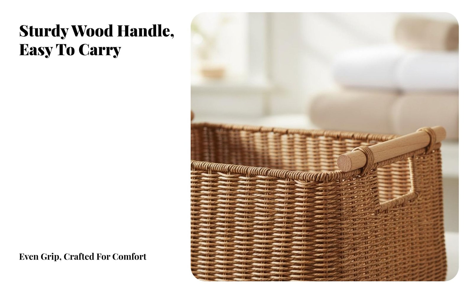 Wickerdesign Container with Wood Handles Imitation Rattan