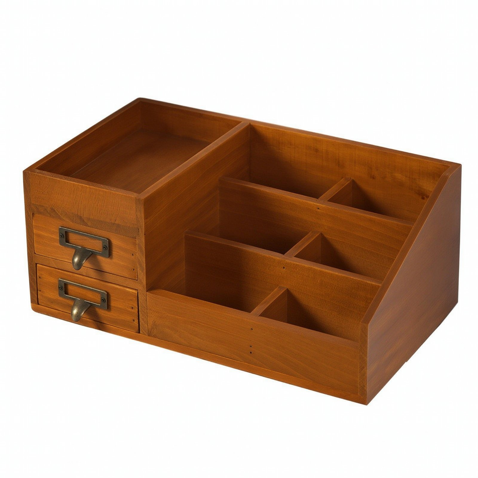 Wooden Desktop Organizer with Drawers – Yellow