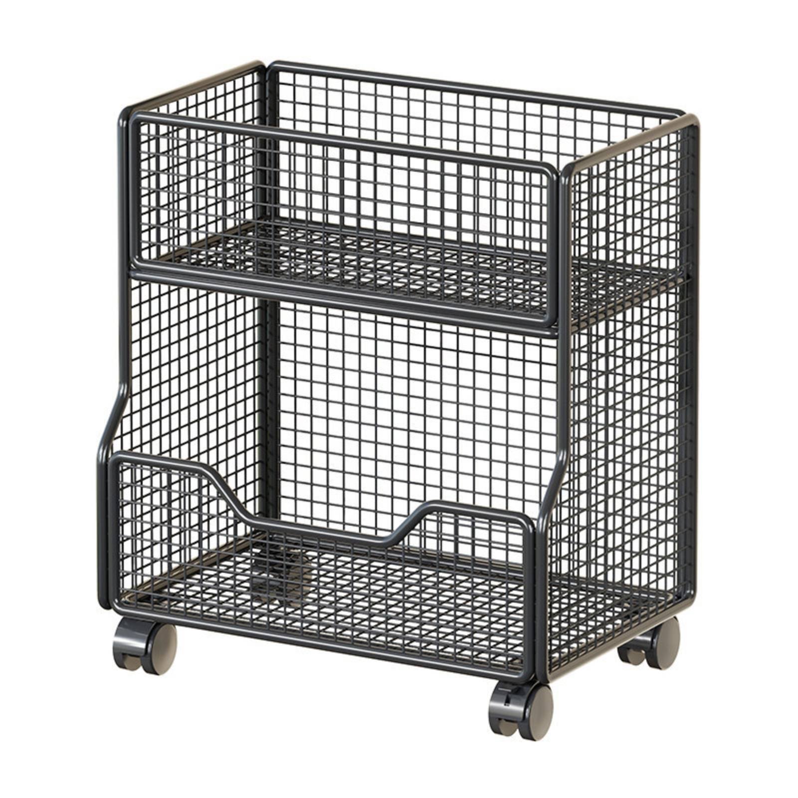 Rolling Storage Cart with Casters – Black, 2 Tier Mobile