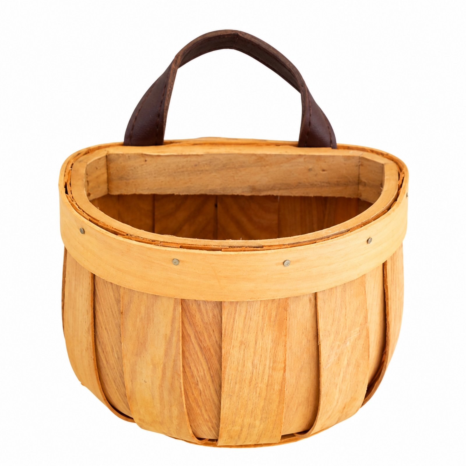 Wooden Wall Basket with Handle