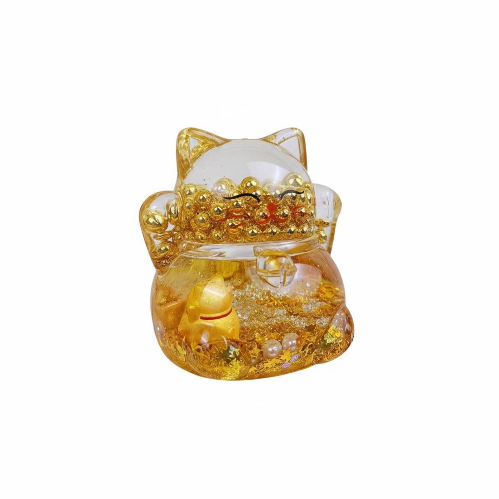 Lucky Cat Liquid Sand Figurine