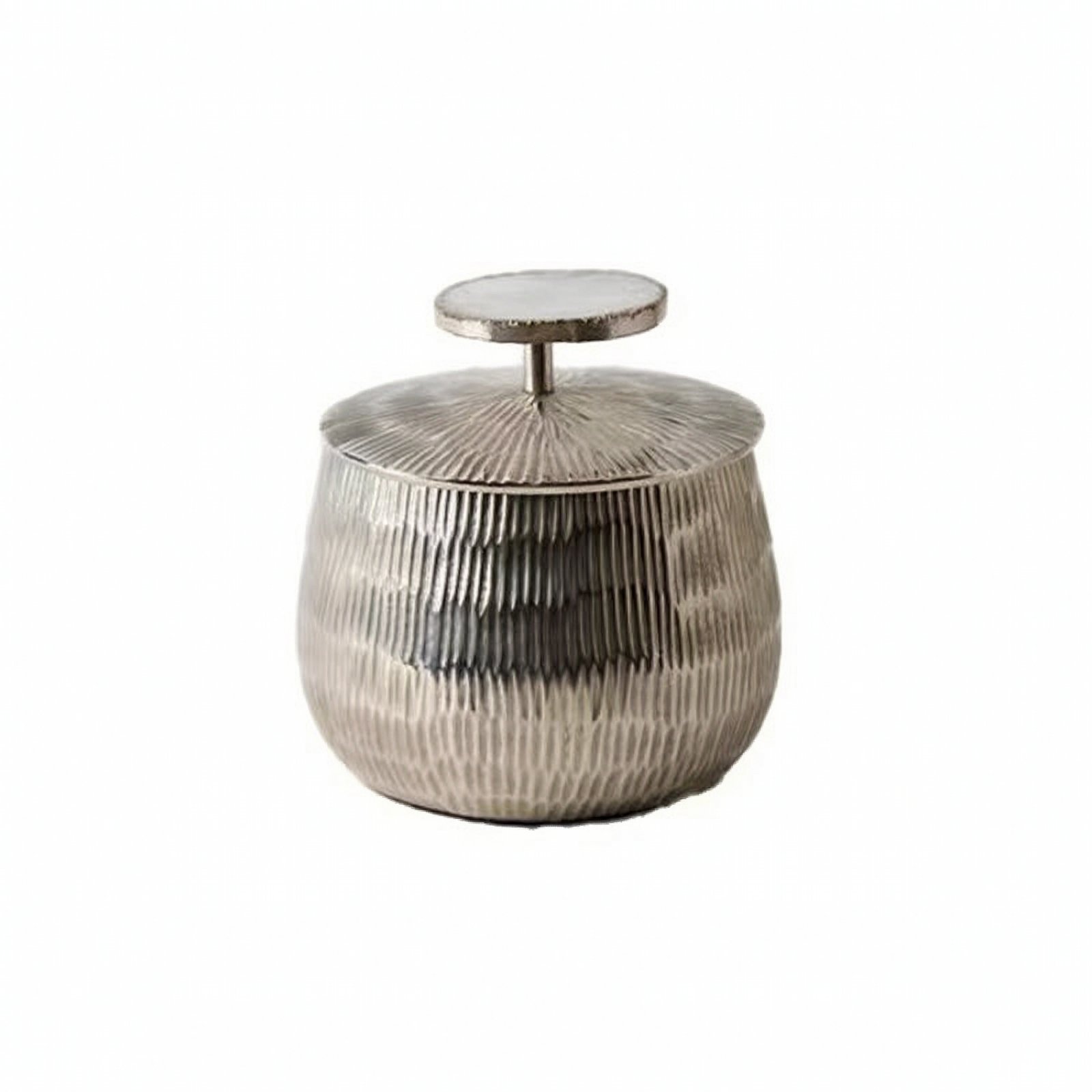 Ribbed Silver Storage Jar