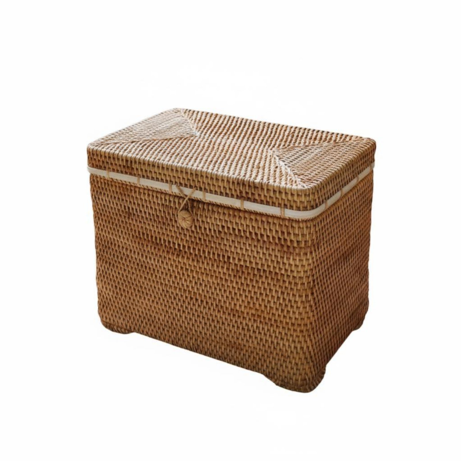 Lidded Woven Rattan Chest