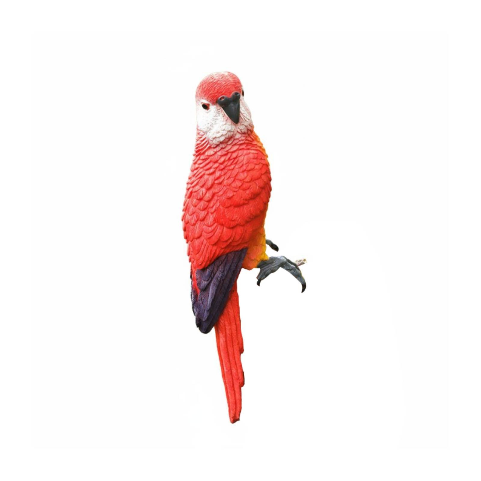 Parrot Garden Statue – Red, On Stump