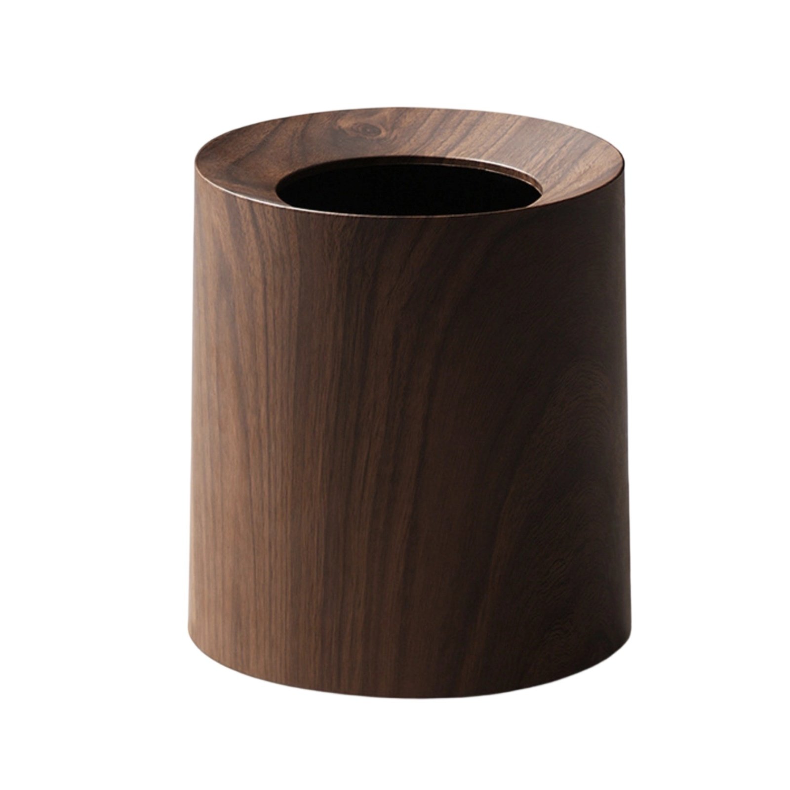 Wood-Grain Trash Bin Cylindrical