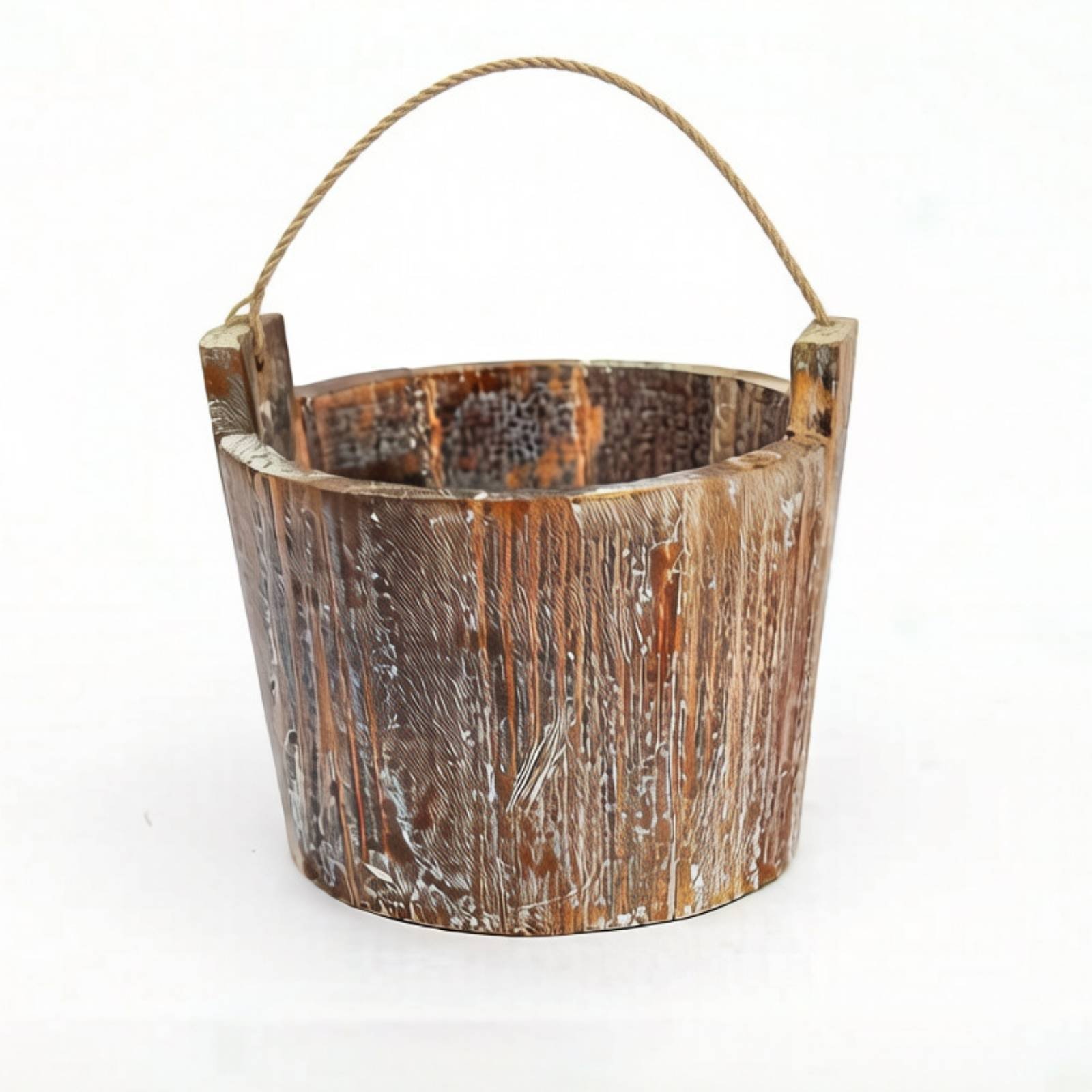 Wooden Bucket Planter – 13-13-10cm