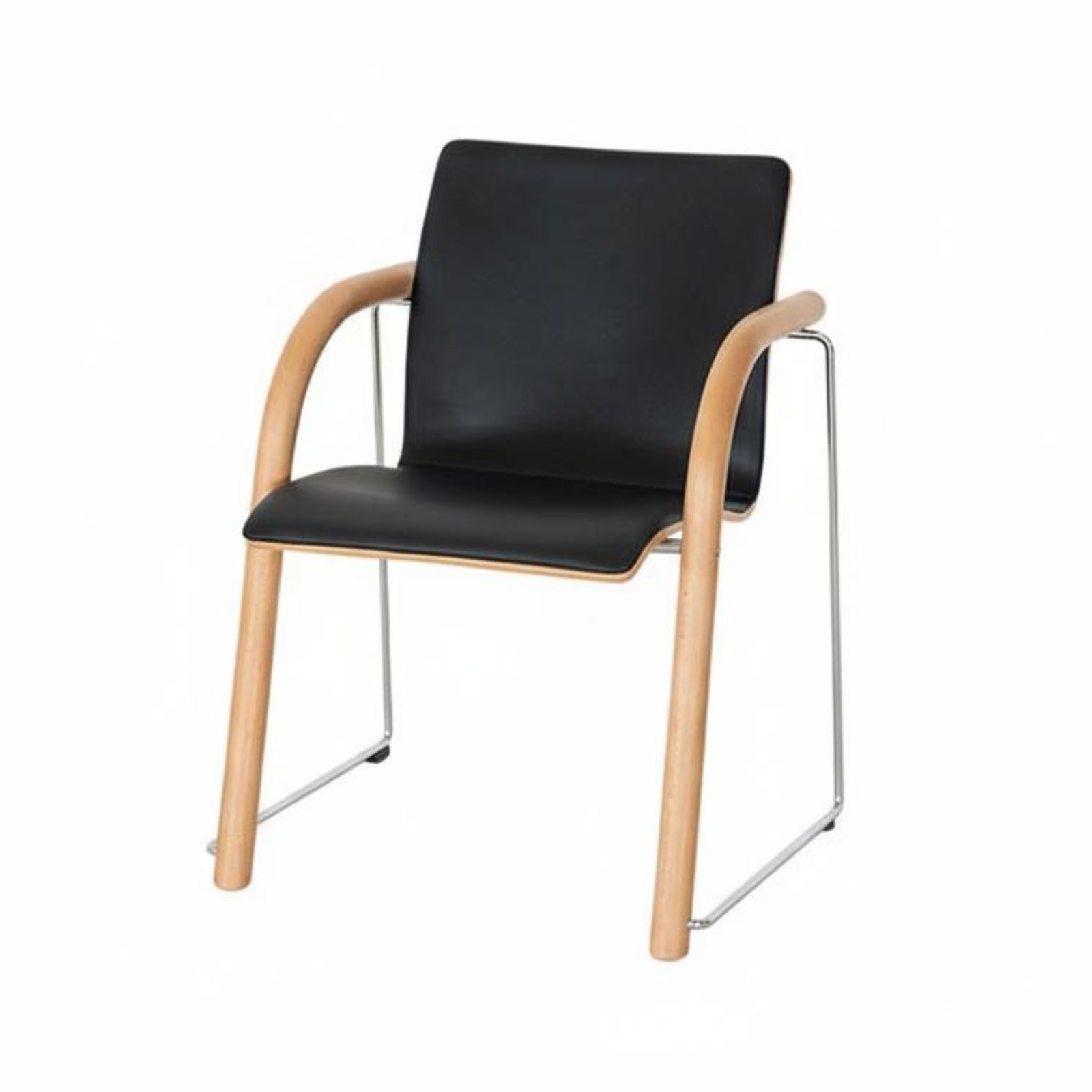 Upholstered Wooden Chair – Natural Wood Armrest