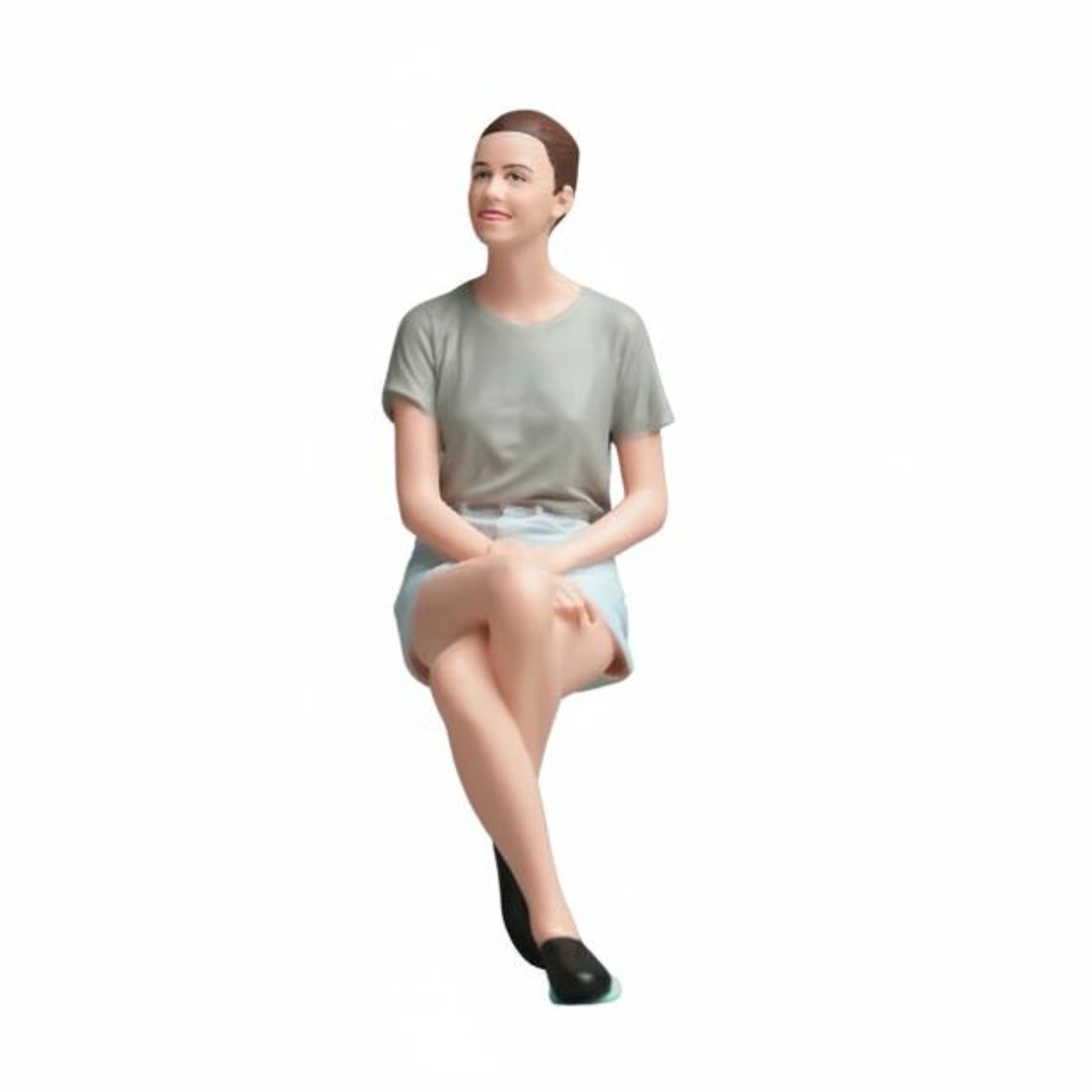 Painted Sitting Woman Figurine