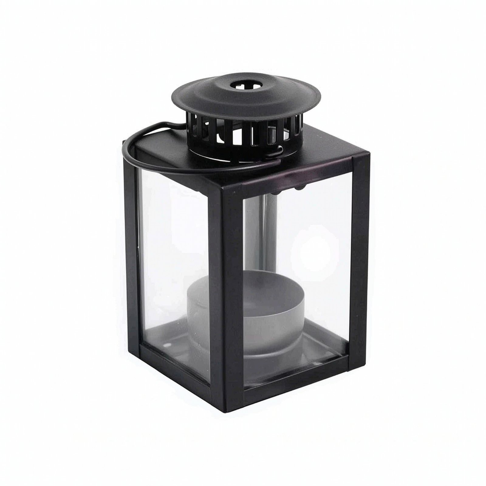 Iron Candle Lantern Glass Panels