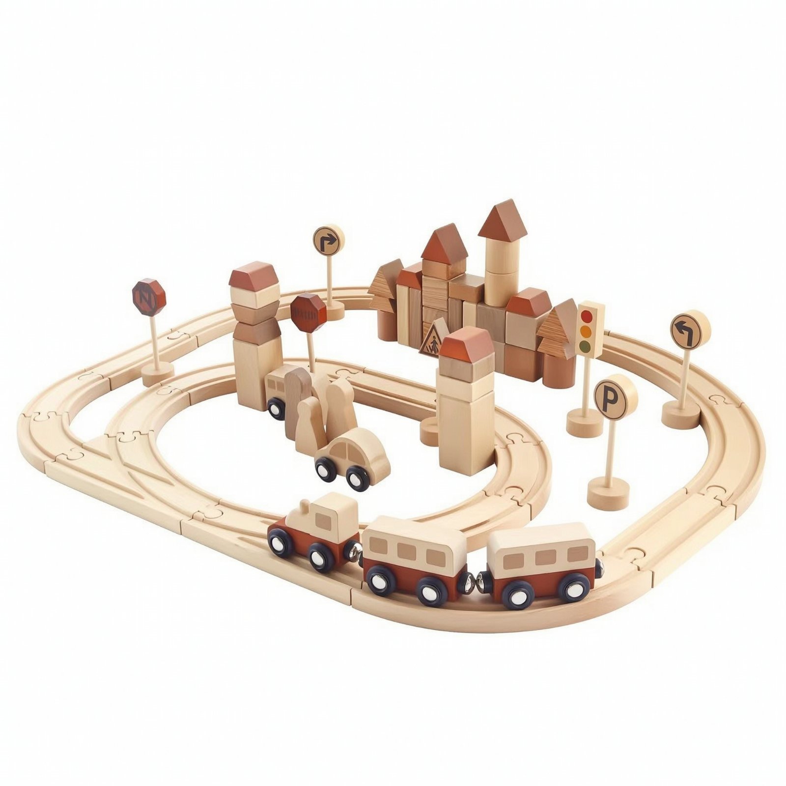 Non Toxique Circuit Train En Bois Water-Based Paint