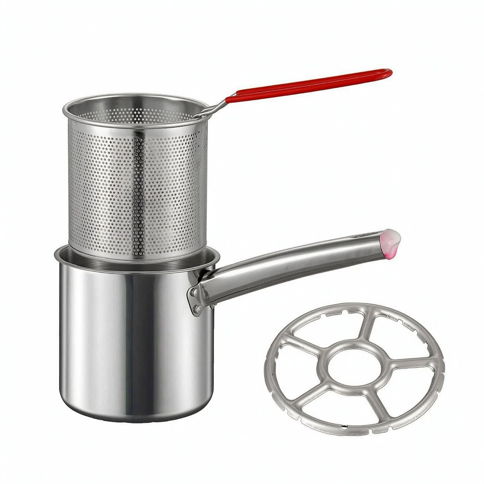Stainless Steel Frying Pot – 1.8L, Pan Basket Rack