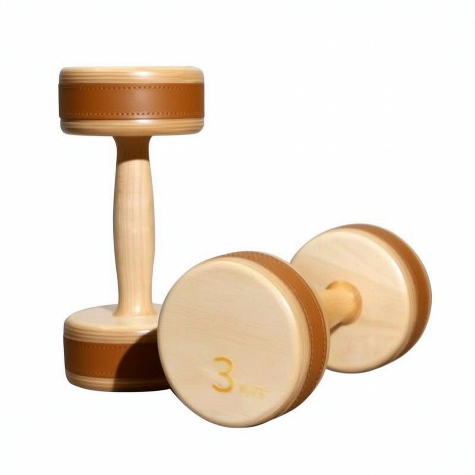 Wooden Dumbbell with Stitched Wrap