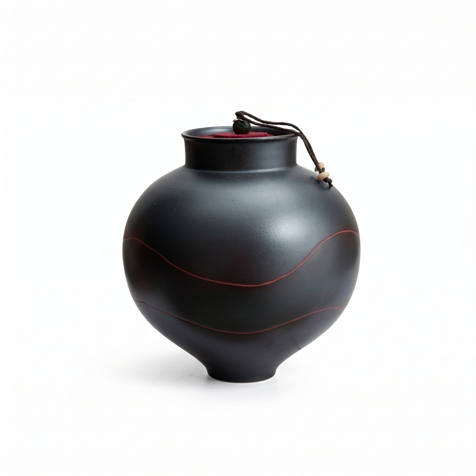 Red Wavy Line Moon Lid Jar