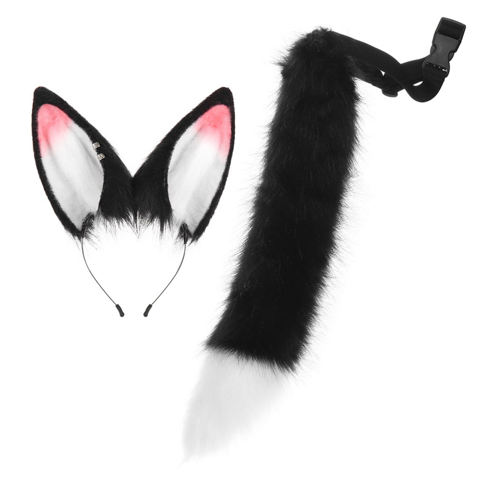 Furry Animal Ear Headband with Tail