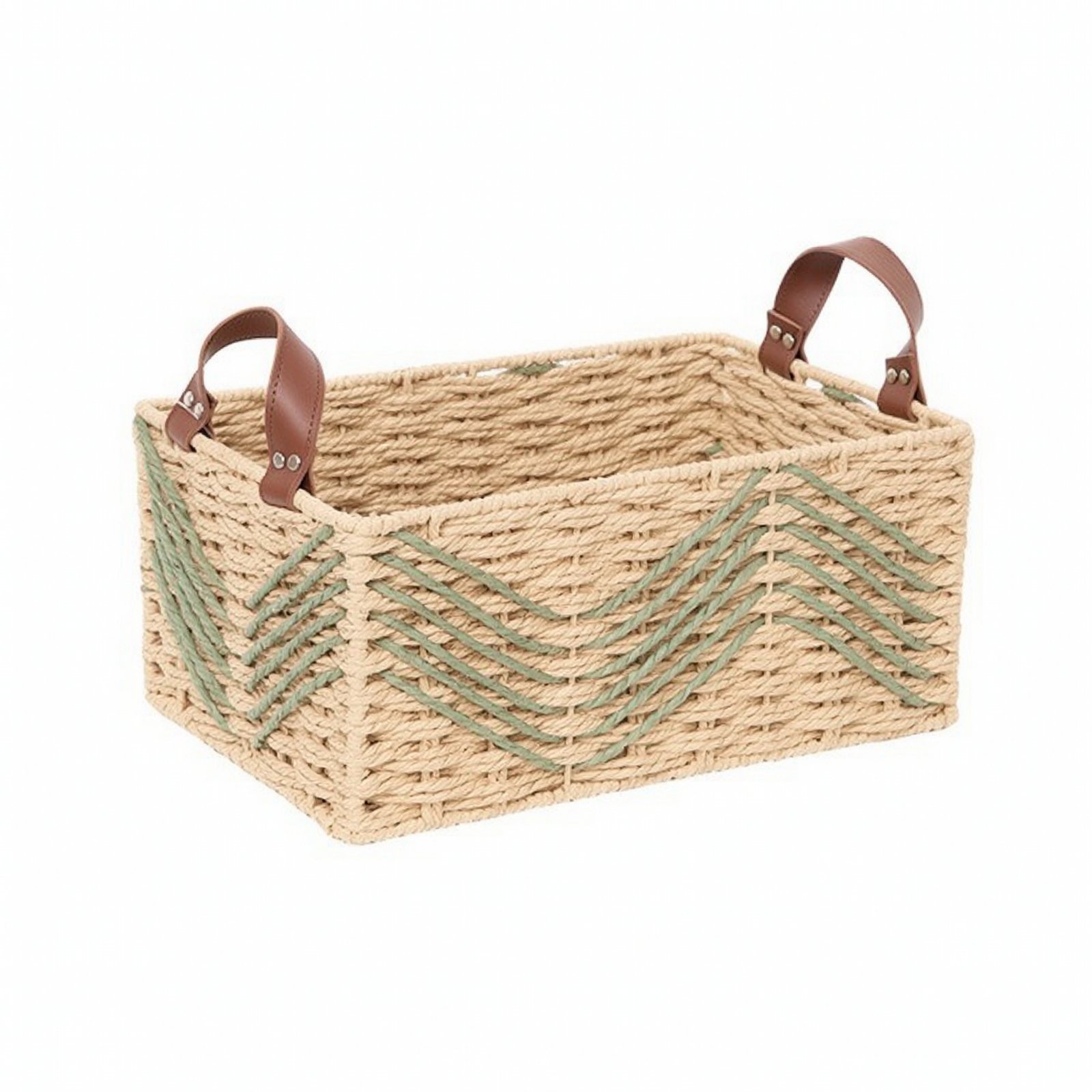Braided Storage Basket – Paper Rope Leather