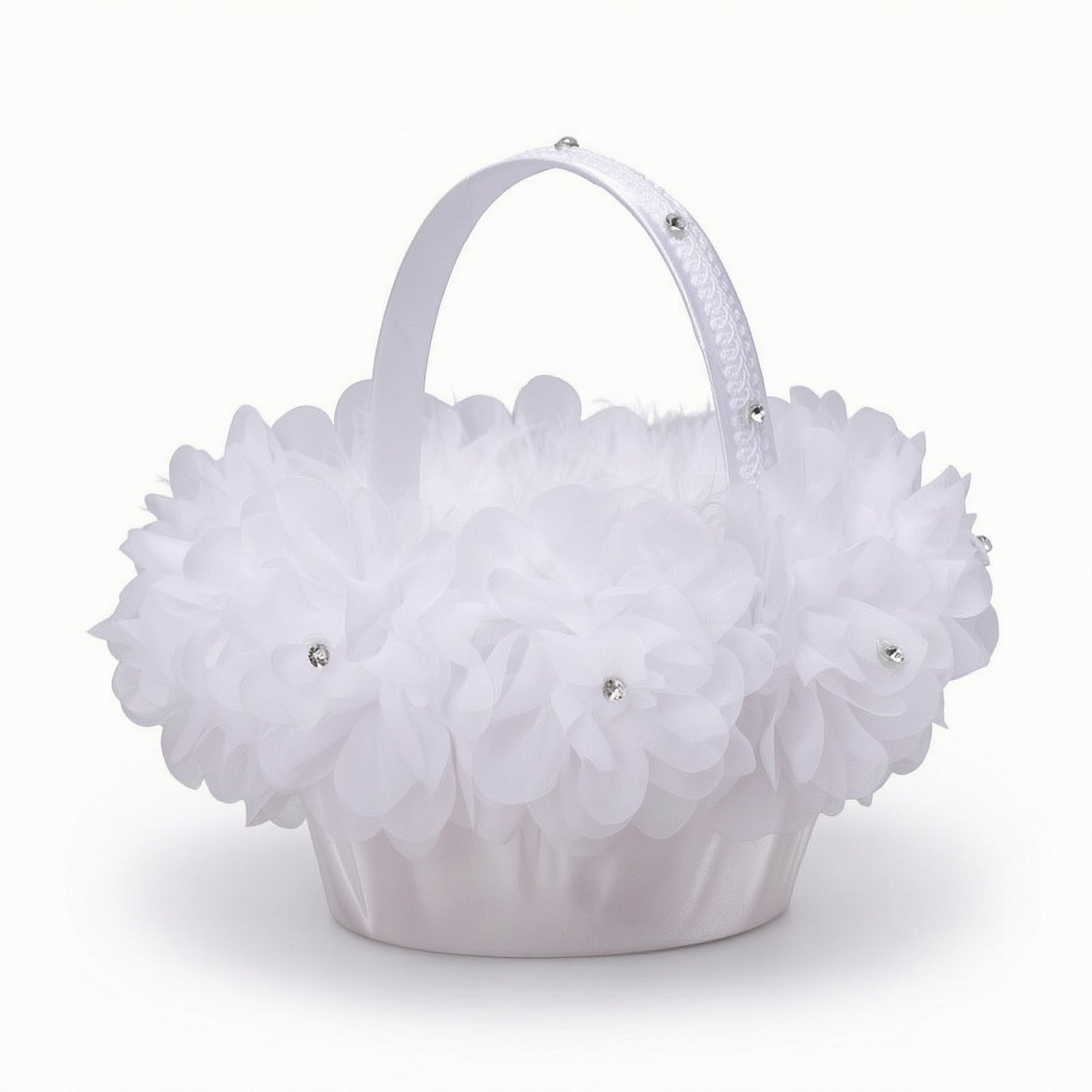 White Satin Flower Girl Basket