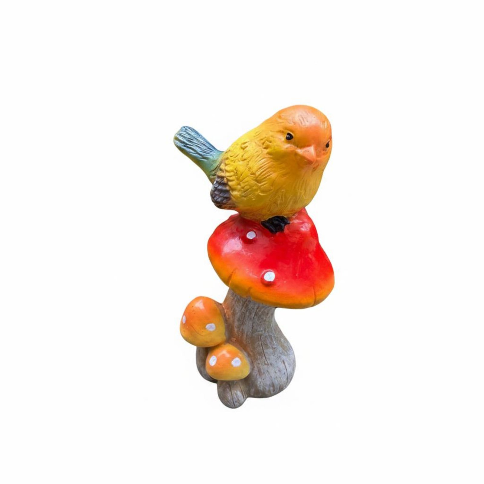 Mushroomed Bird Statue Colorful Decorative Figurine
