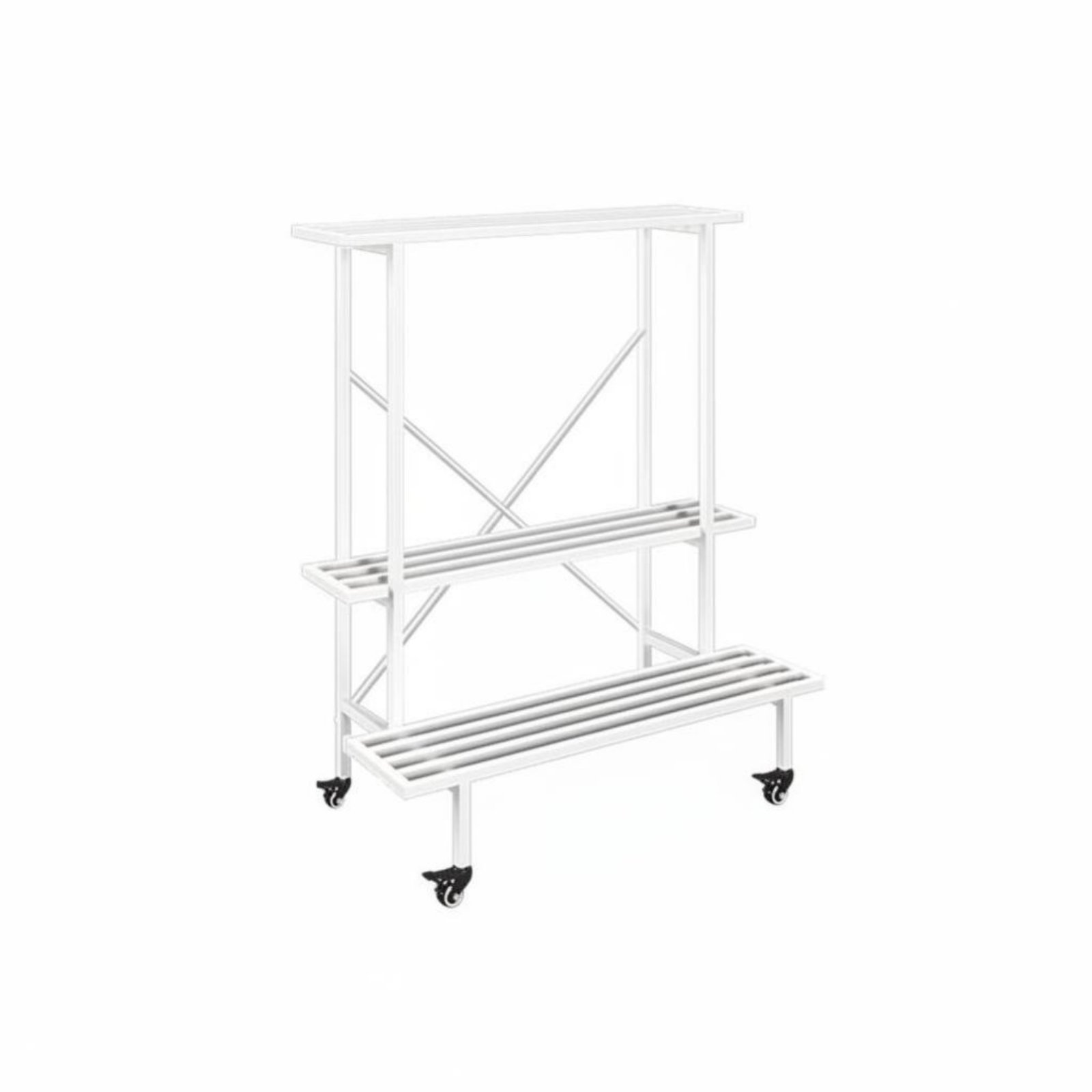 Multi-Tier Rolling Plant Stand – White, 70cm