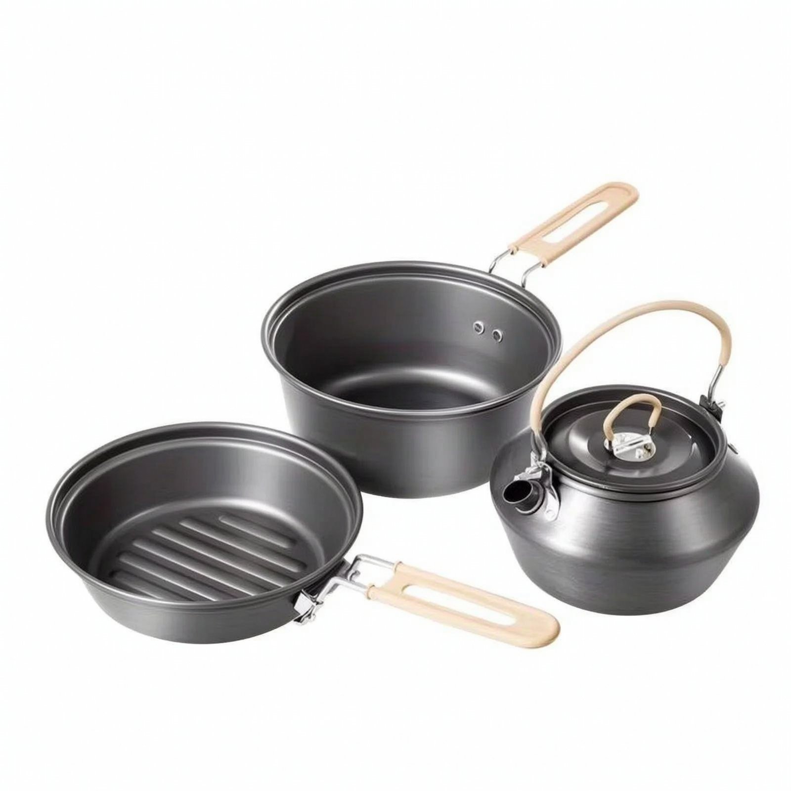 3-Piece Camping Cookware Set – Dark Grey