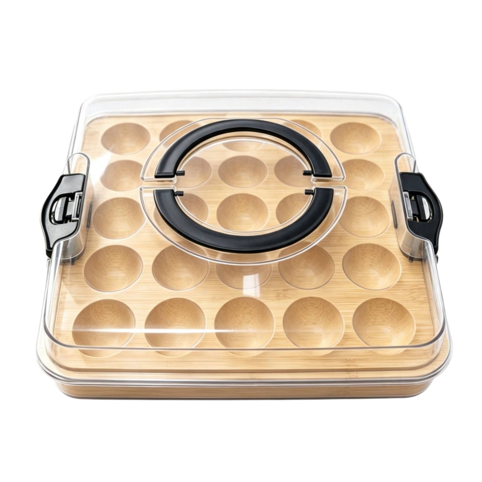 Egg Storage Box with Bamboo Tray – Square
