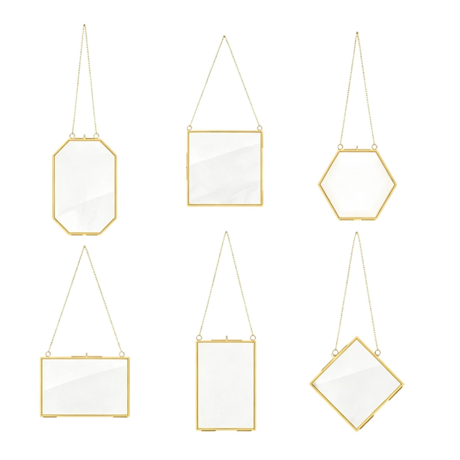 6-Piece Gold Hanging Glass Frame