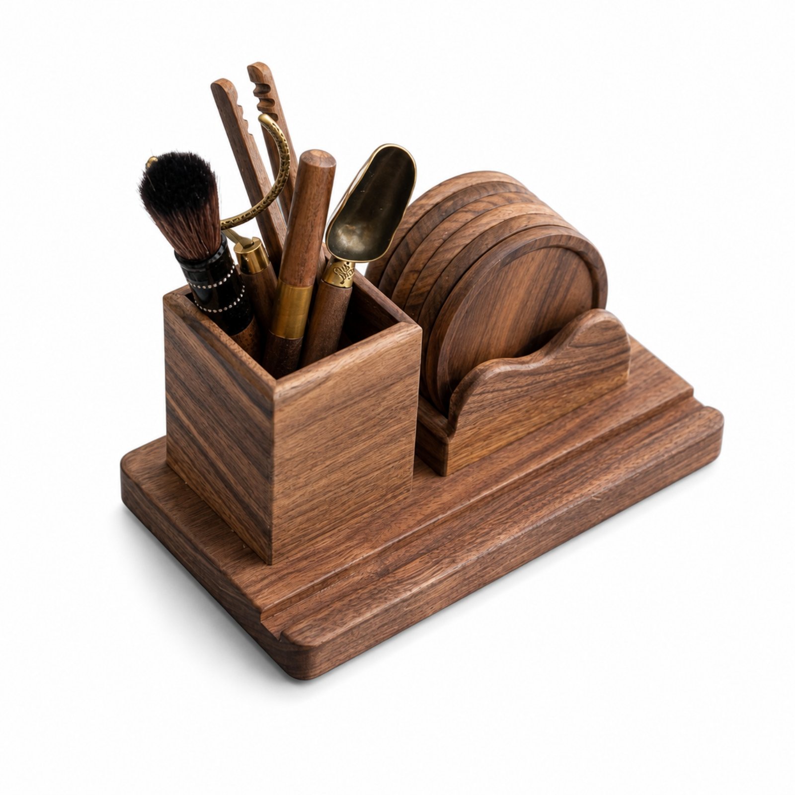 Walnut Wood Tea Utensil Holder