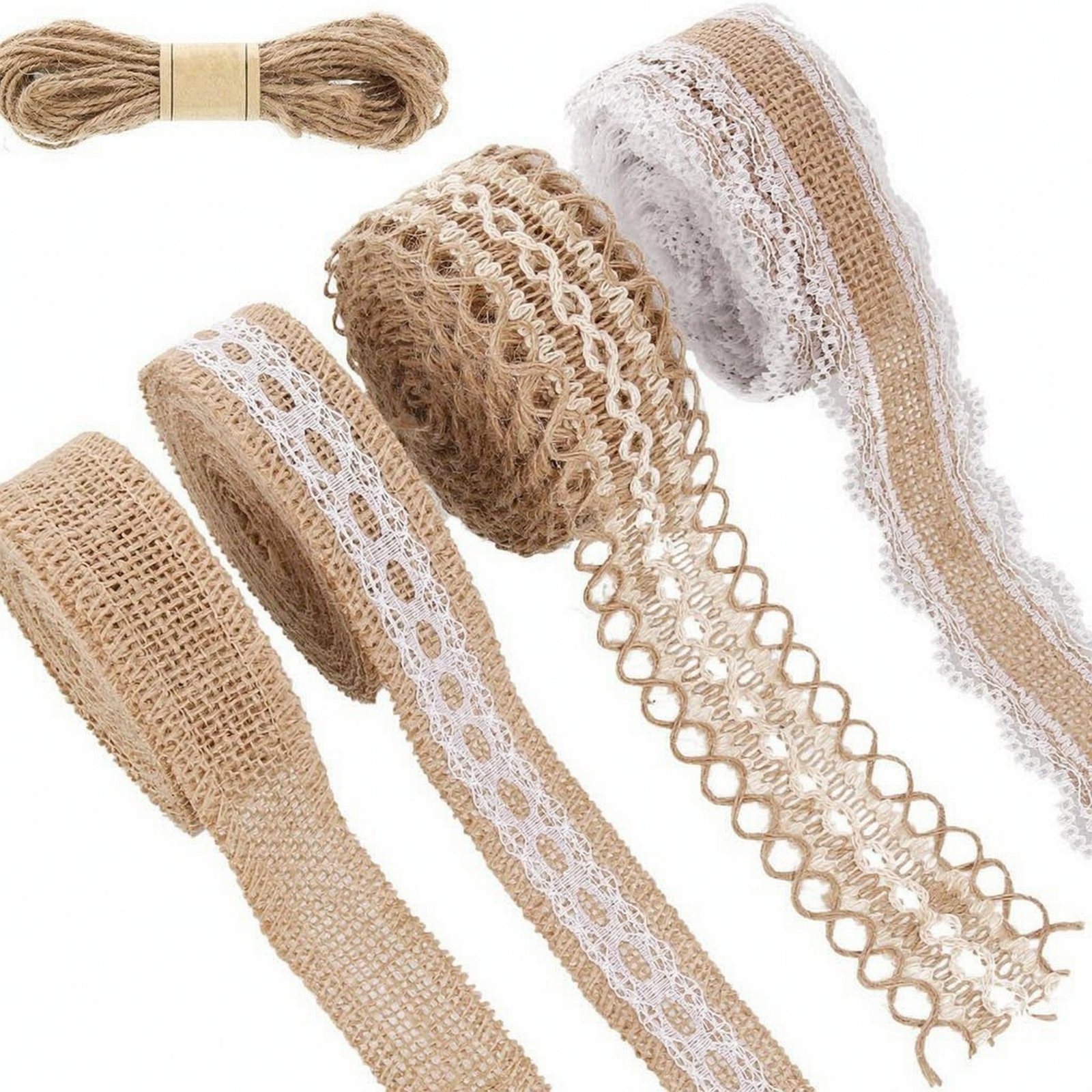 Set of 4 Jute Lace Ribbon