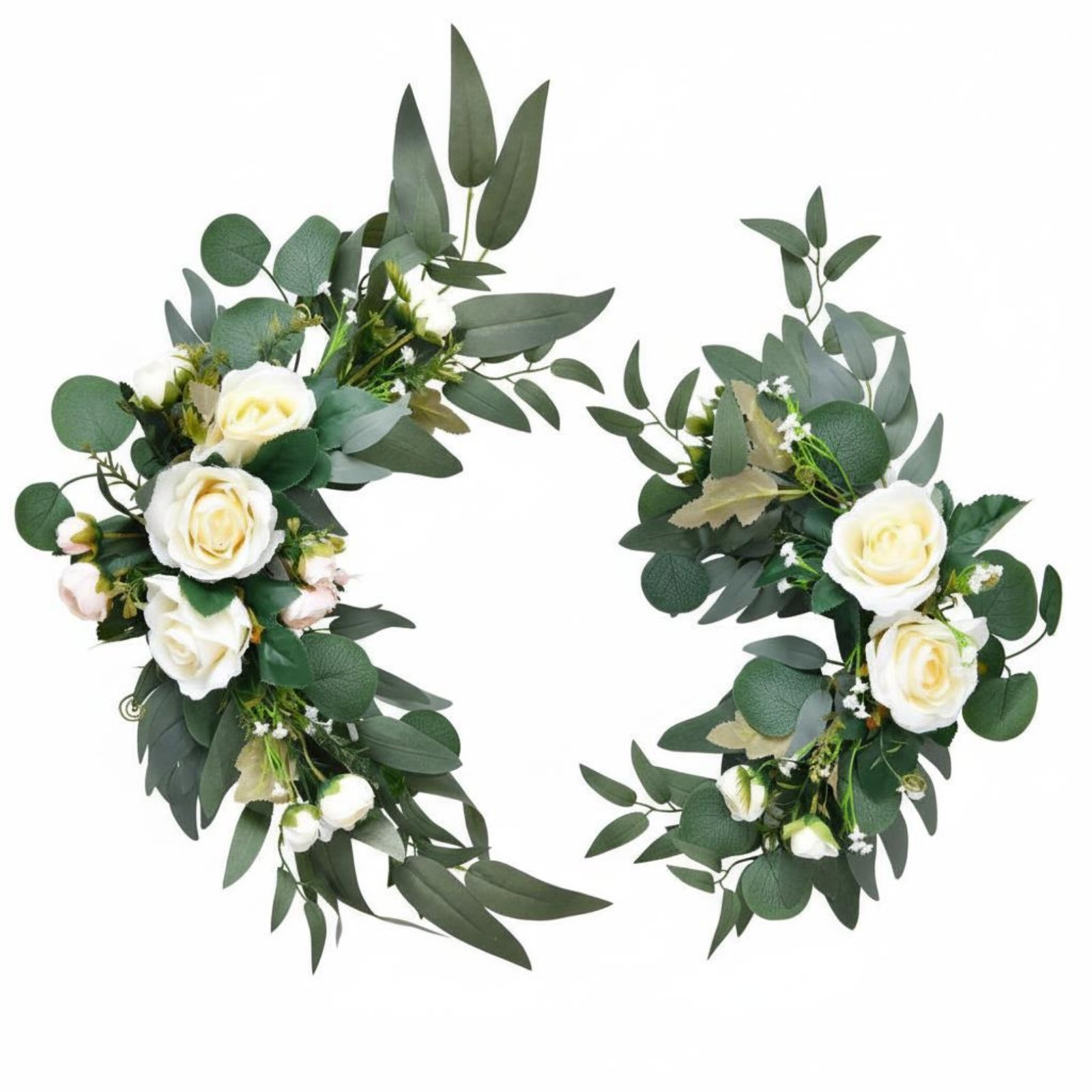 Wedding Arch Flowers 2 Pieces – White Rose Gypsophila SET