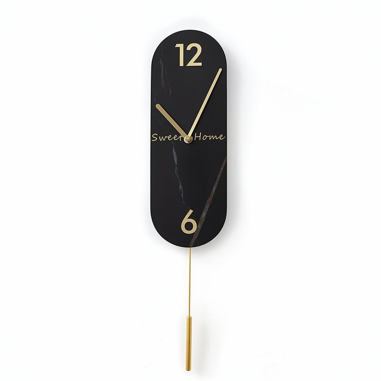 Silent Pendulum Wall Clock – Black, Long