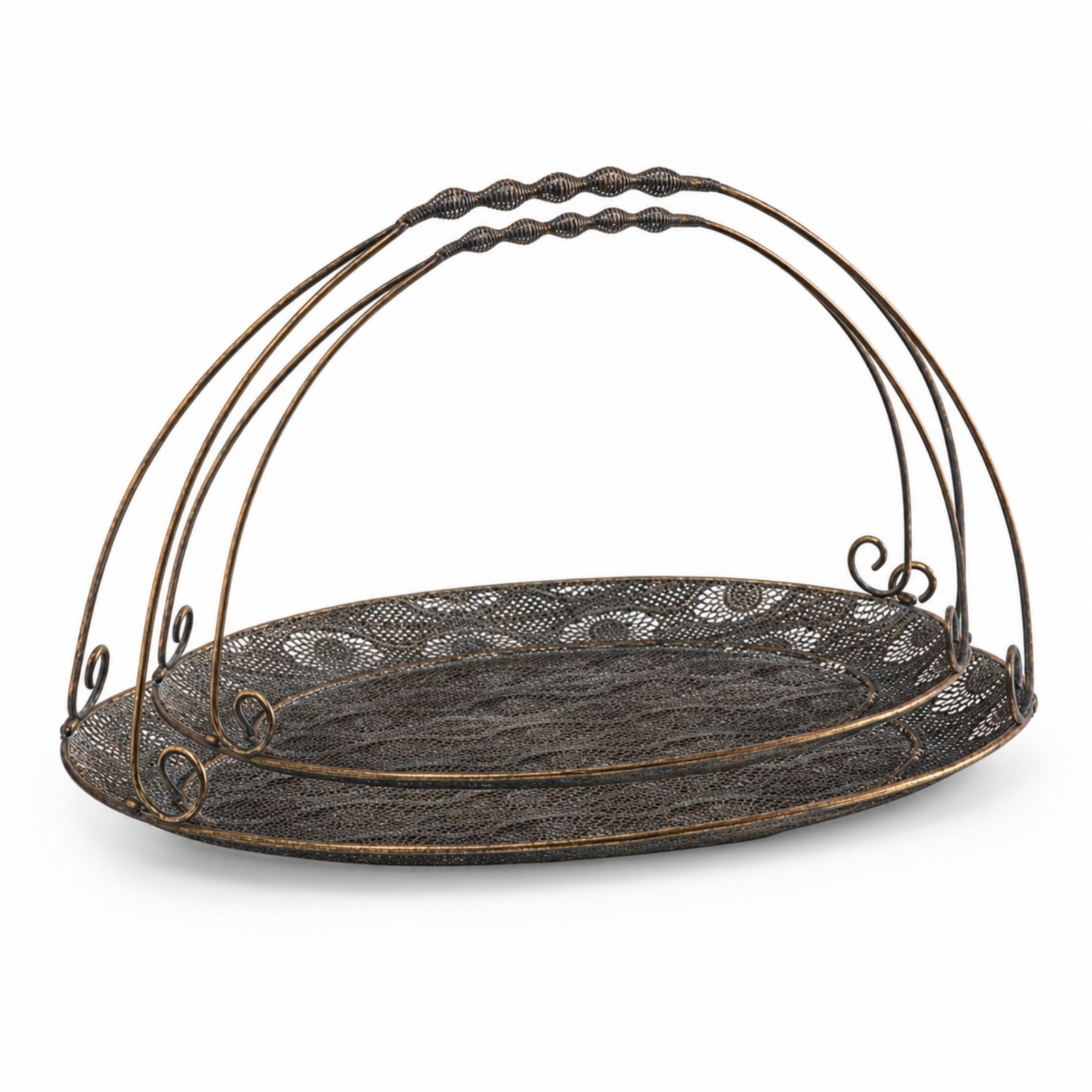 2-Piece Gilded Bronze Perforated Tray