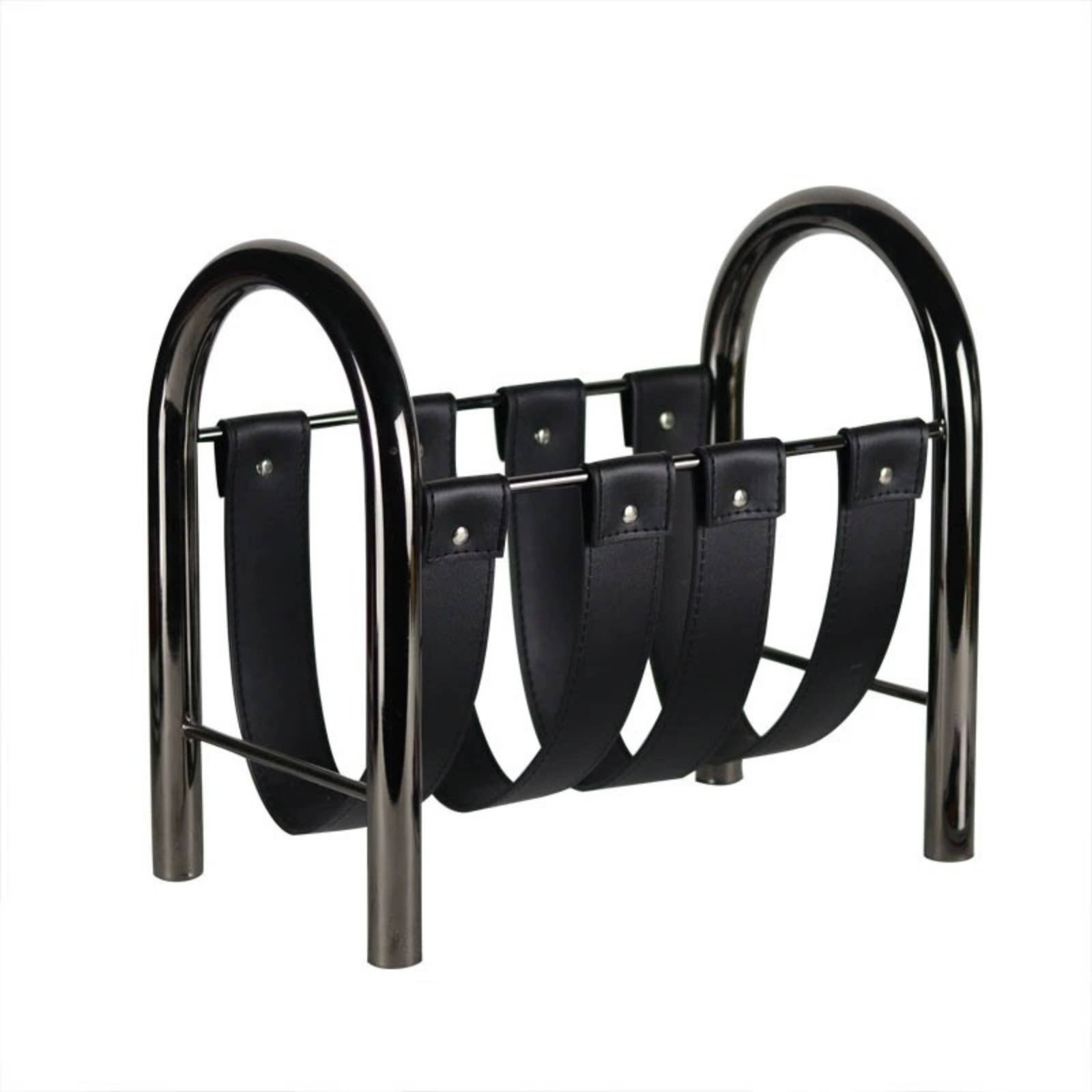 Magazine Rack with Leather Straps