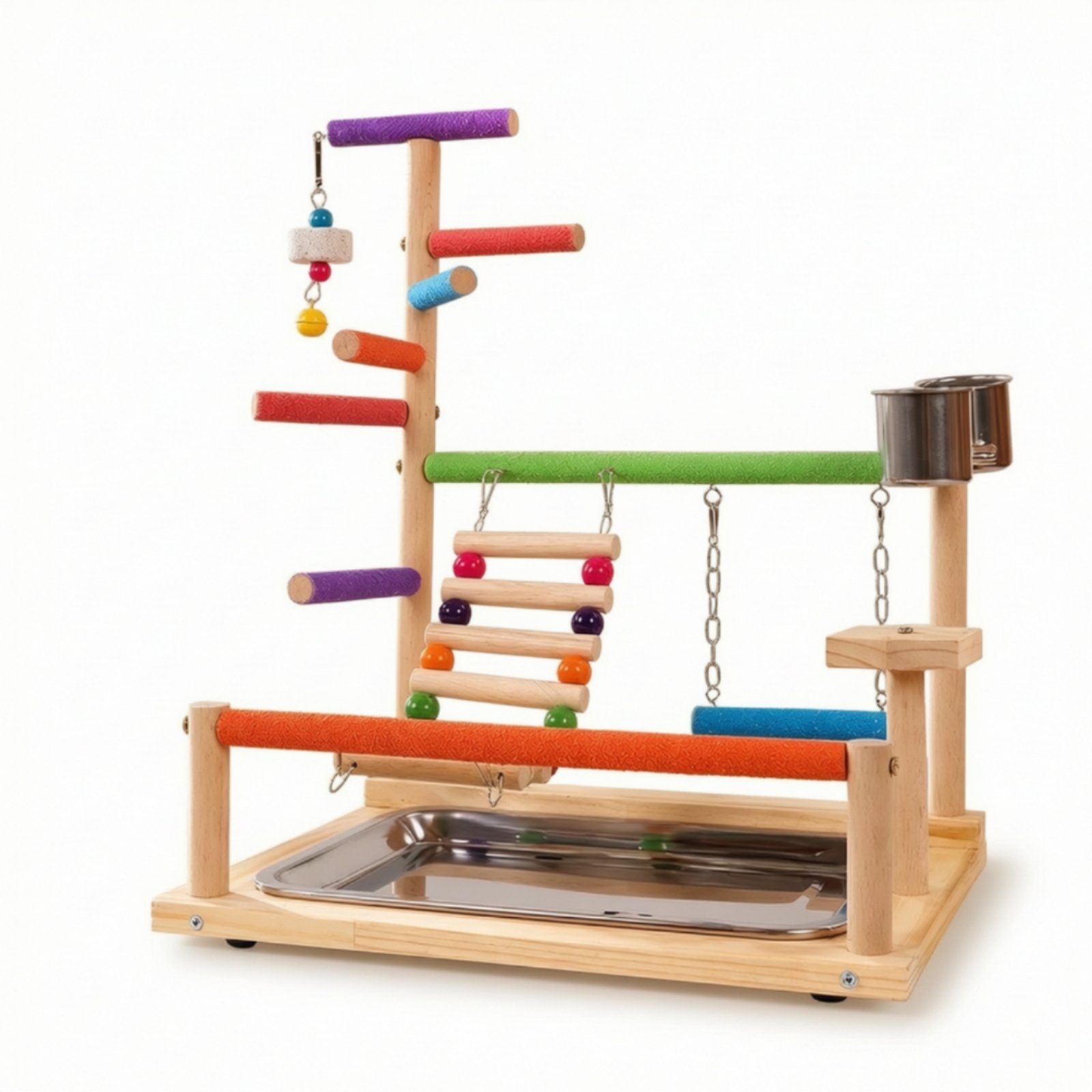 Parrot Playstand with Feeder Cups
