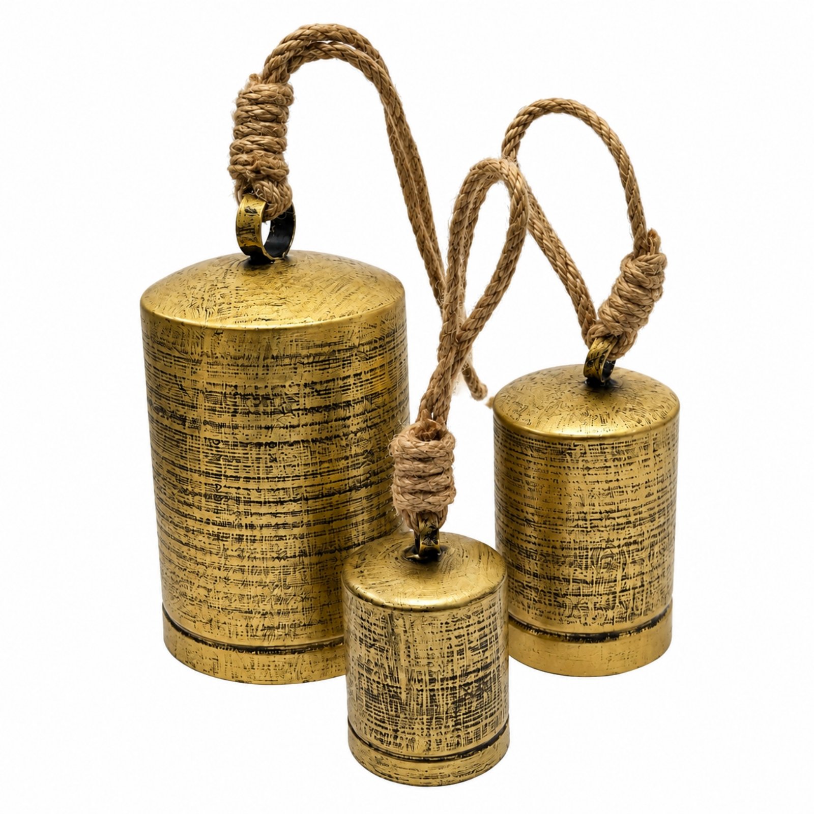 Decorative Bell Distressed Metal 3 Pieces