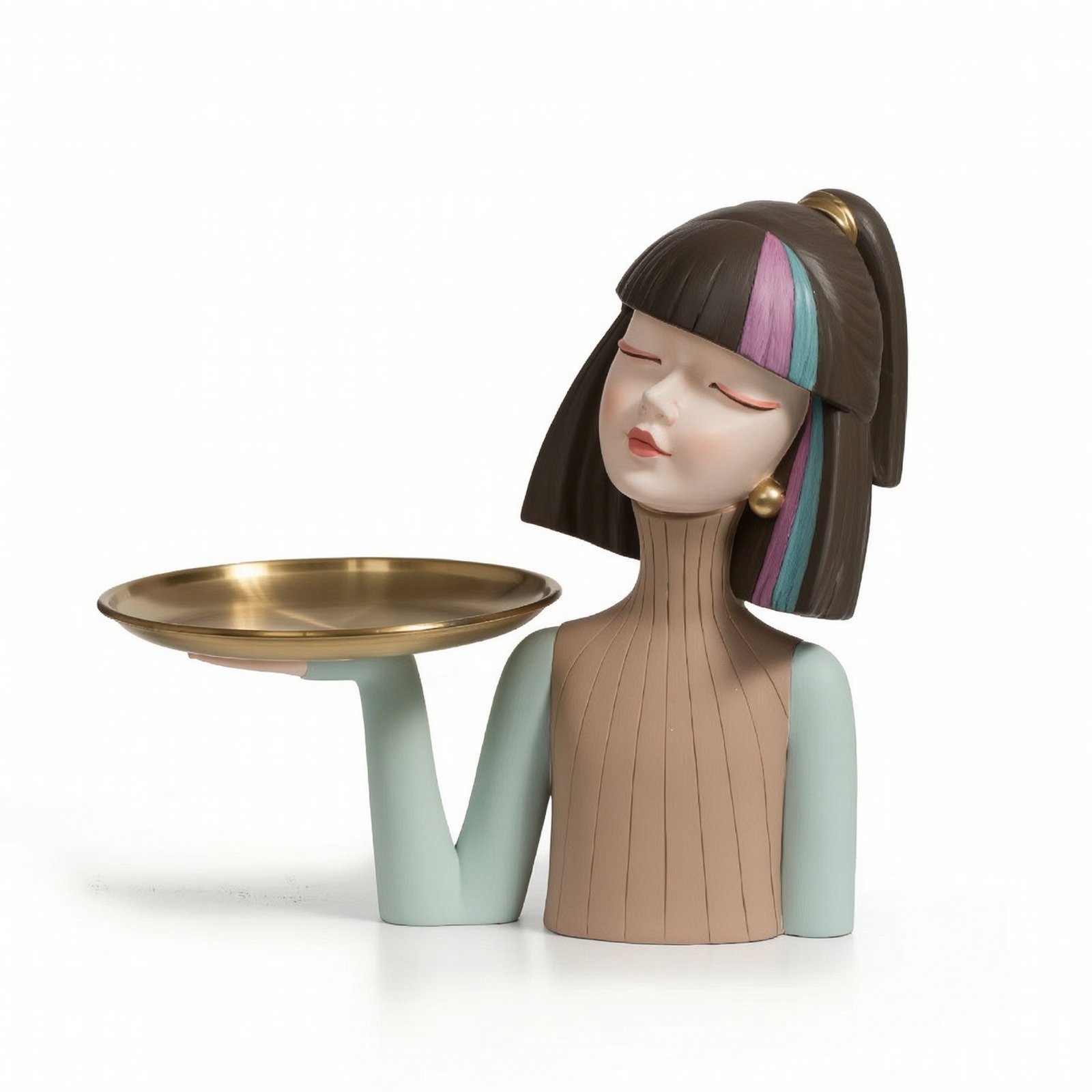 Girl Bust Tray Statue