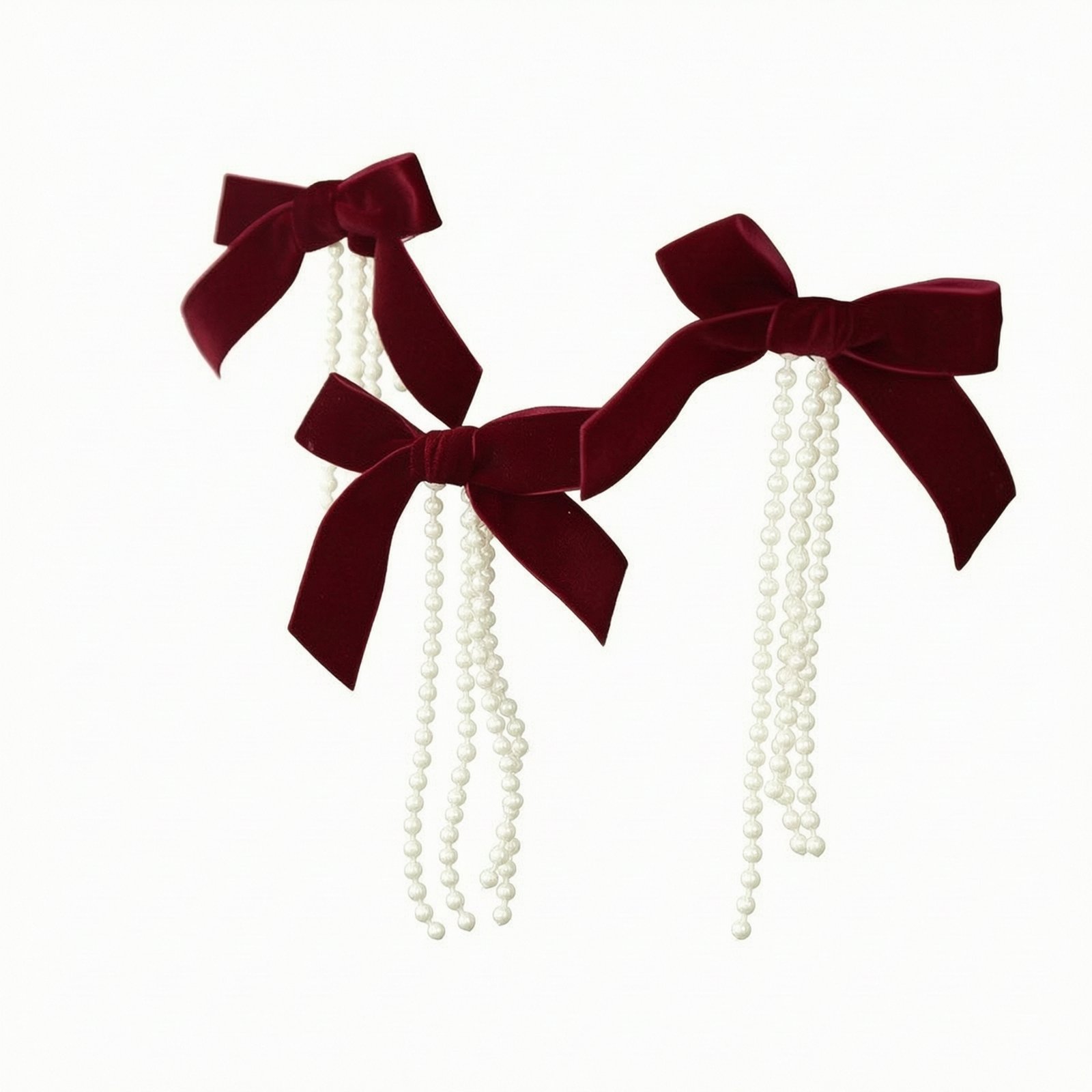 3-Piece Bow Christmas Ornament with Bead Strands