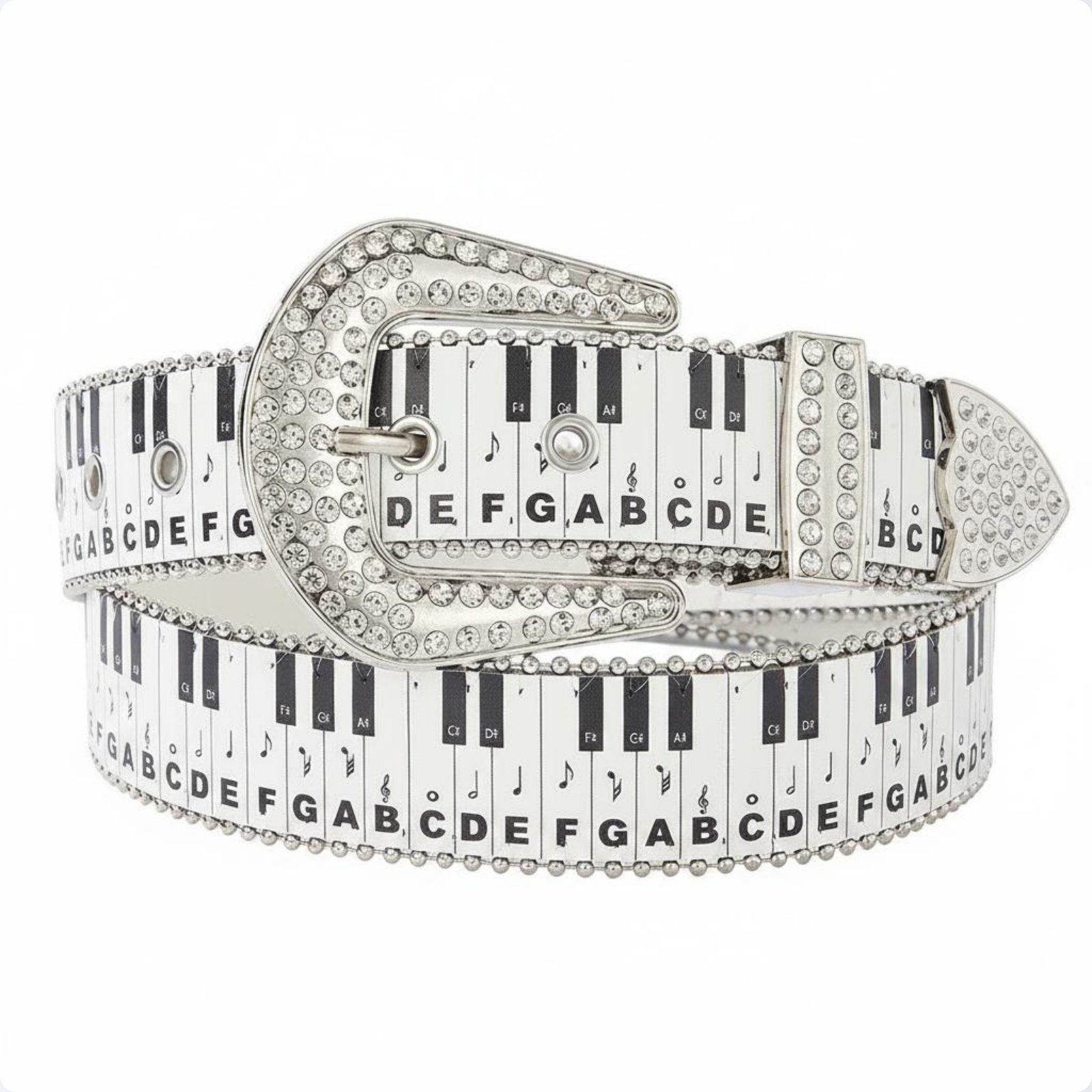 Set of 4 Rhinestone Piano Key Belt
