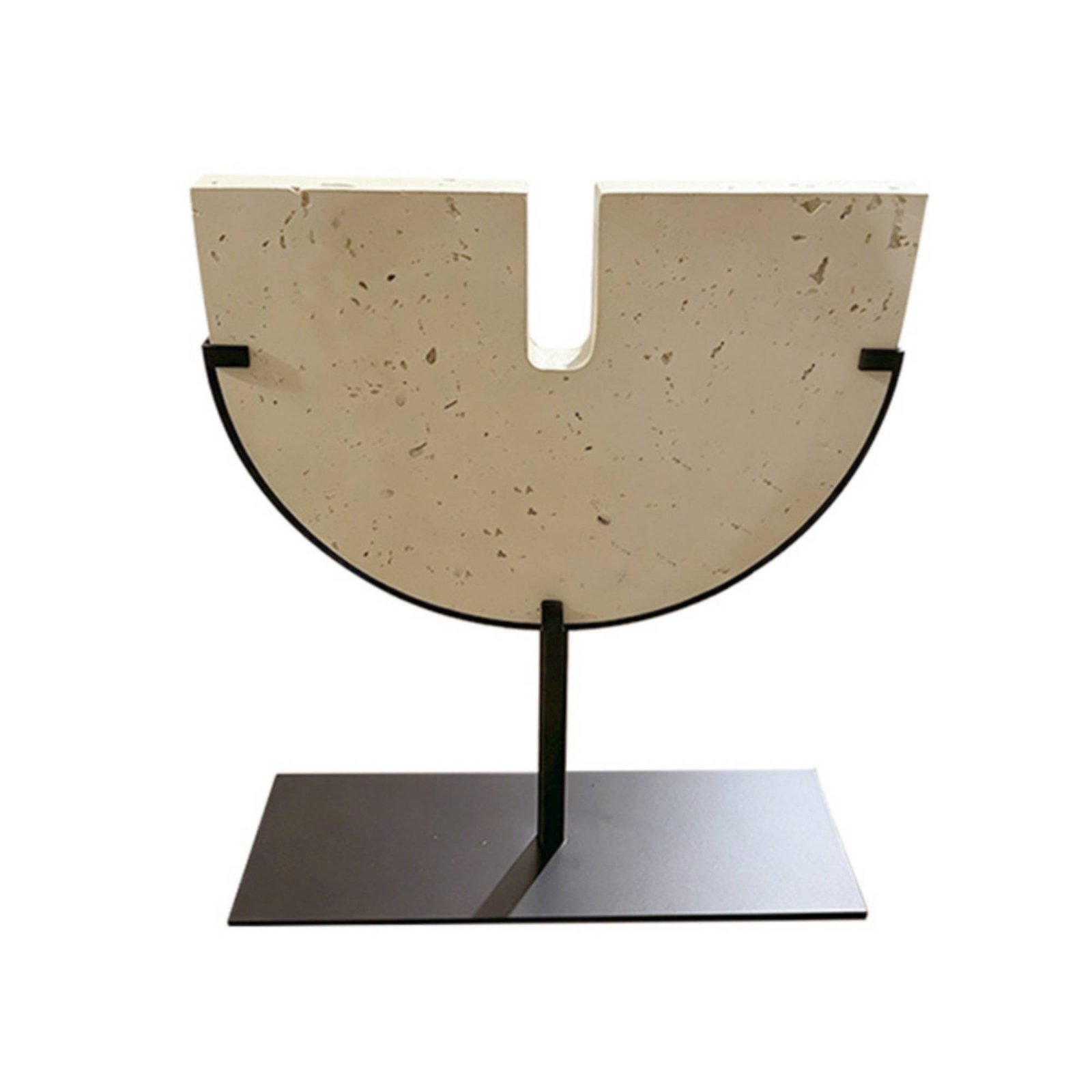 Stone-Look Sculpture with Metal Stand