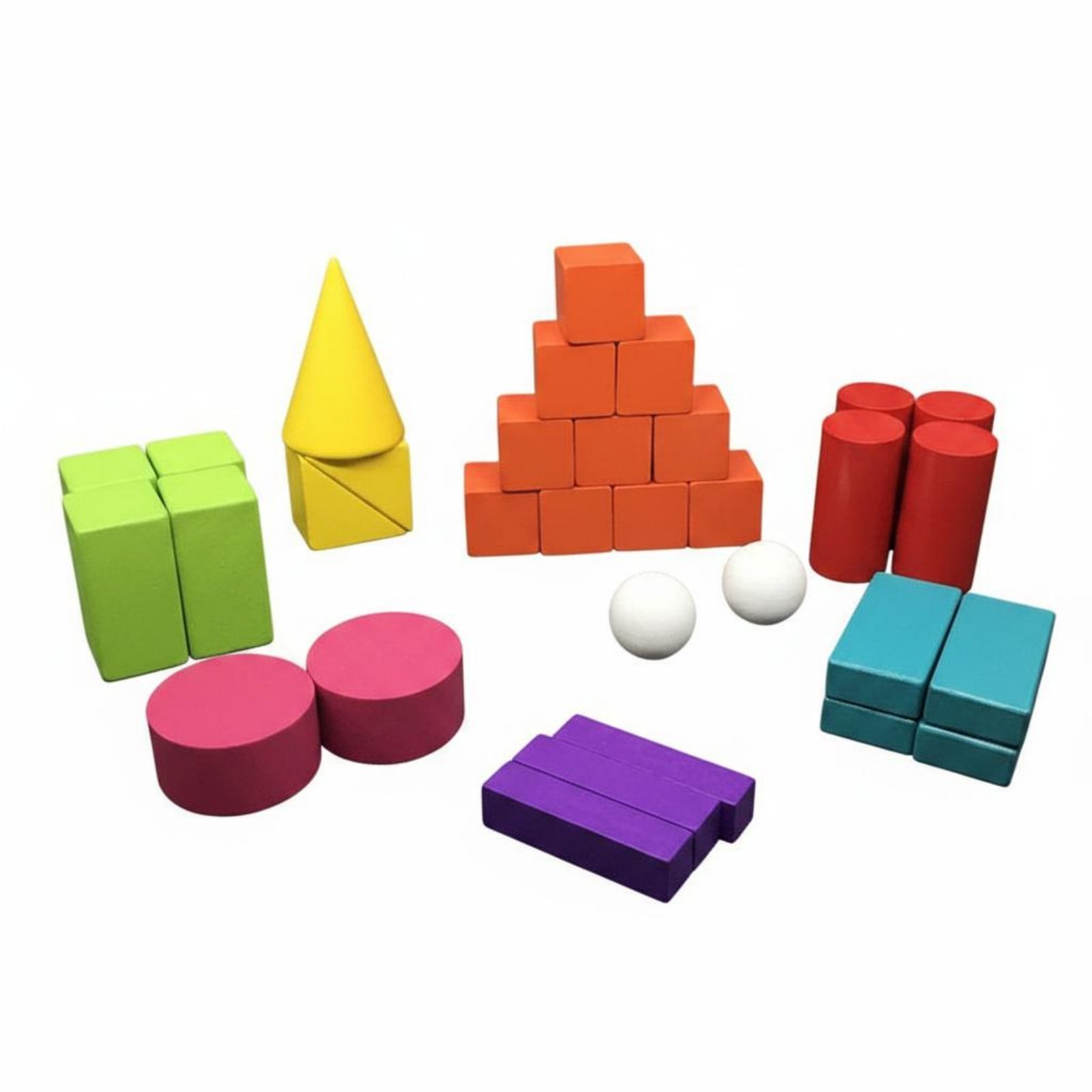 32-Piece Wooden Geometry Blocks Set
